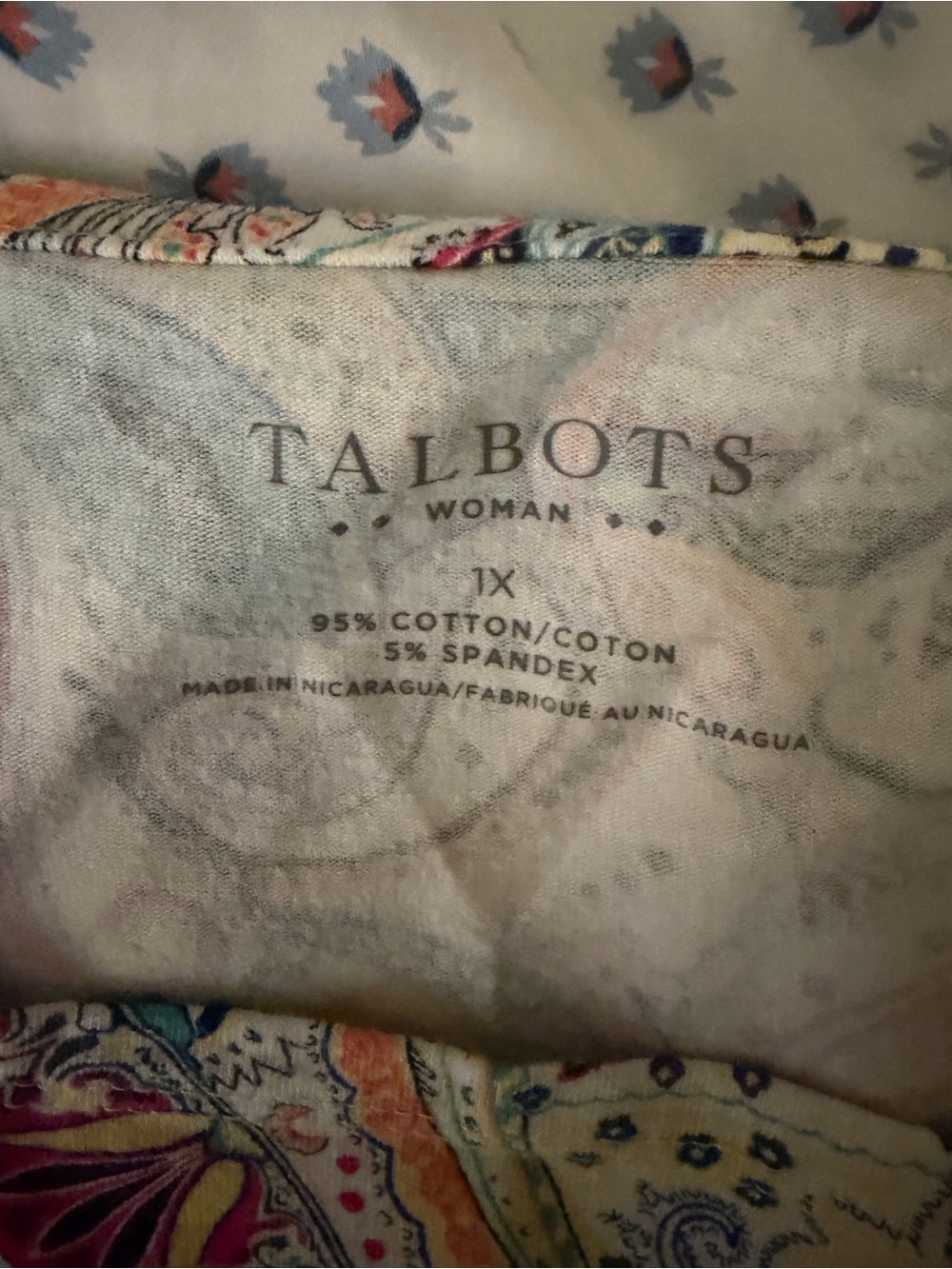 Talbots Cream Paisley Knit Top with Multicolor Accents - Picture 5 of 5